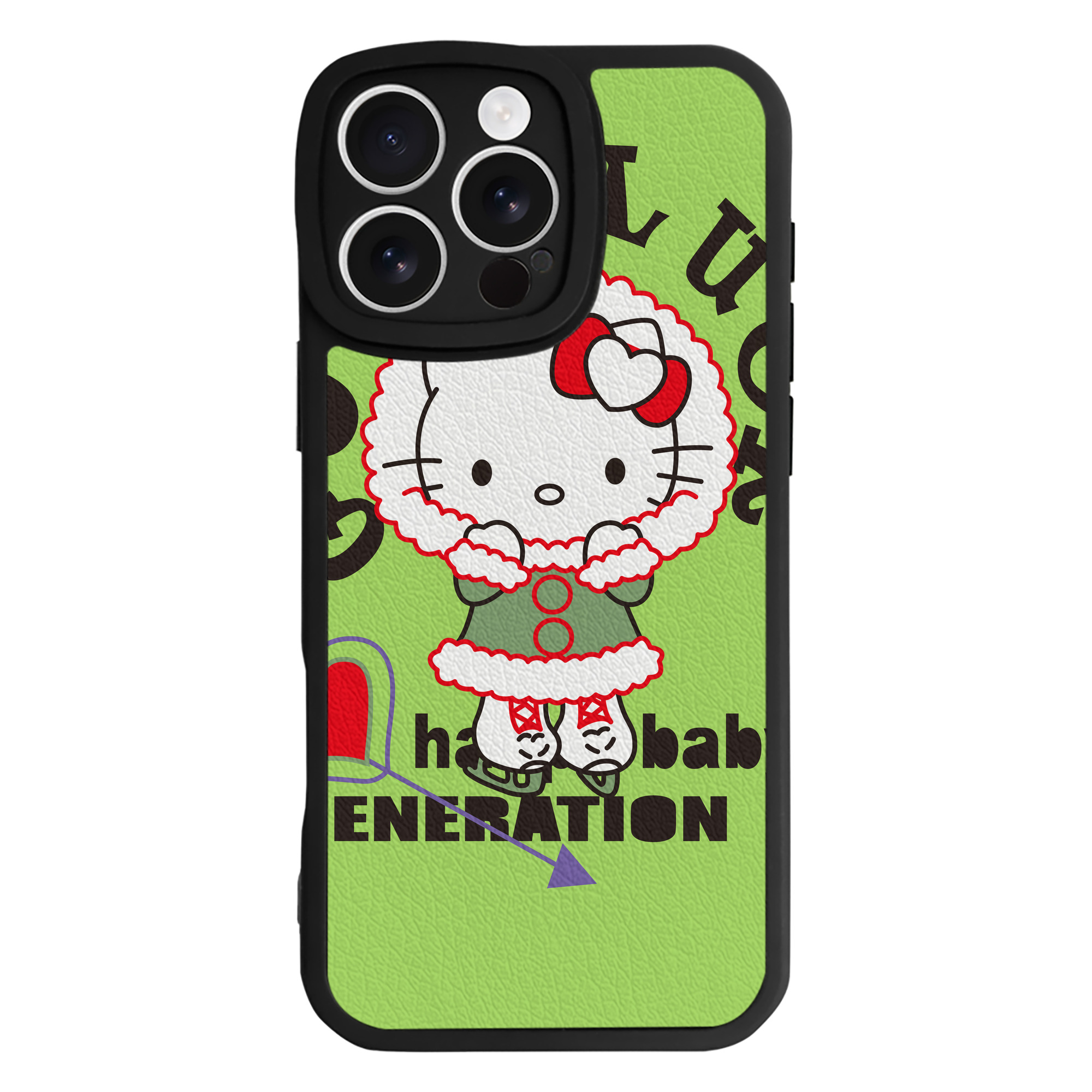 （画像用） Hello Kitty ハローキティ 【iPhone 16シリーズ対応】シリコンスマホケース（レザー調） 材質：シリコン